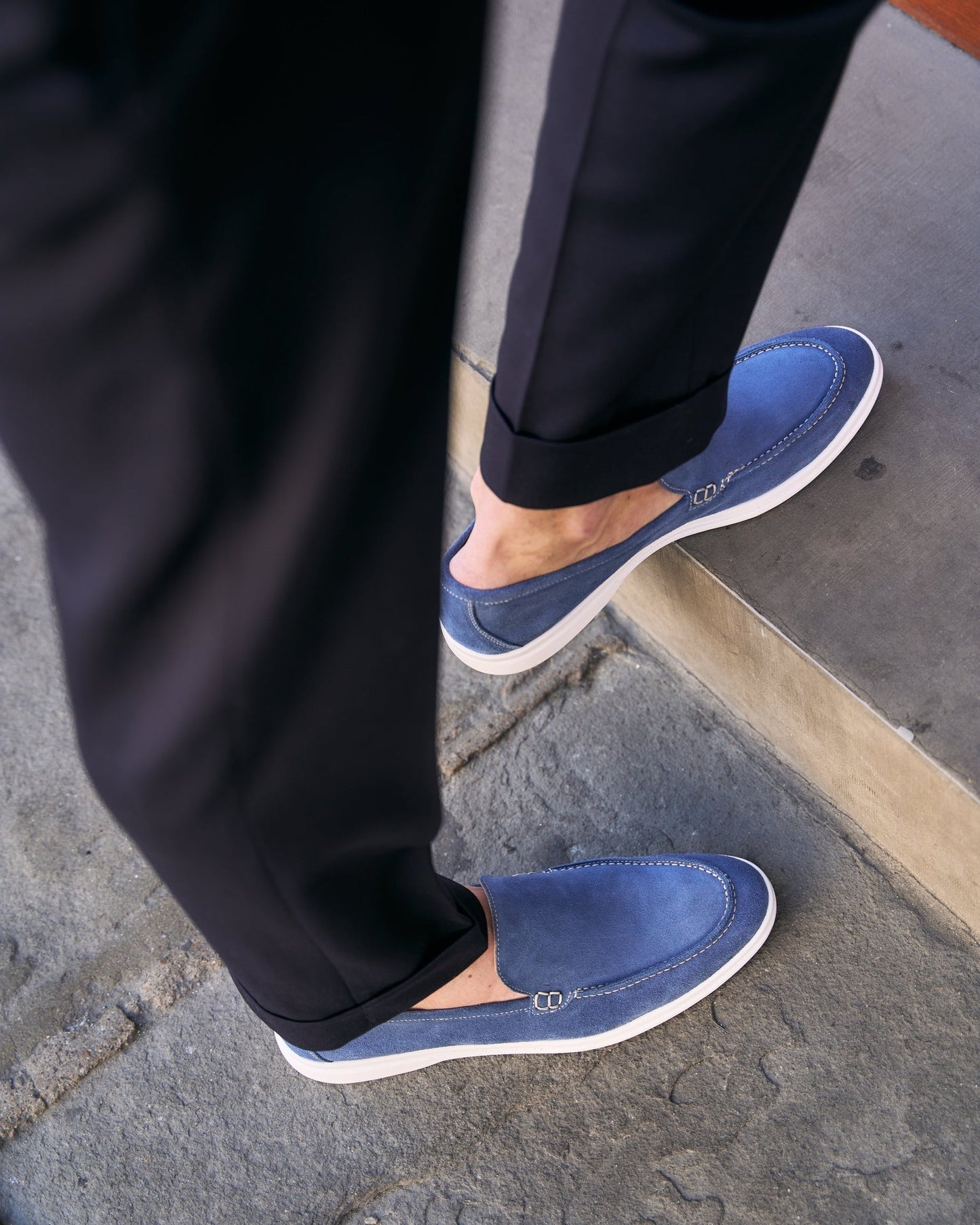 Mocassins Été Daim Italien – Bleu Jeans Iconique