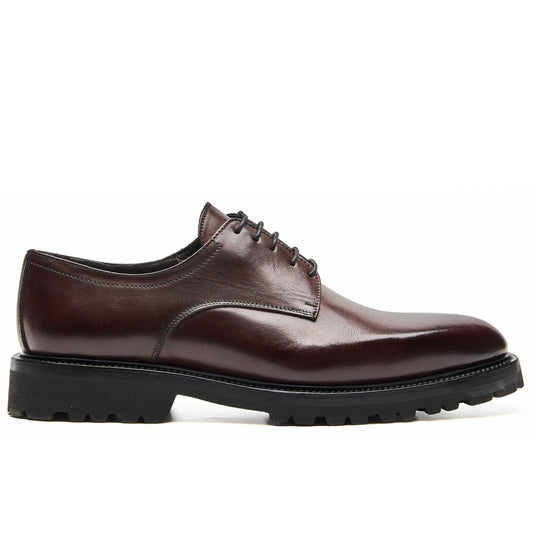 Chaussure Homme- Derby Cuir de Veau Bordeaux