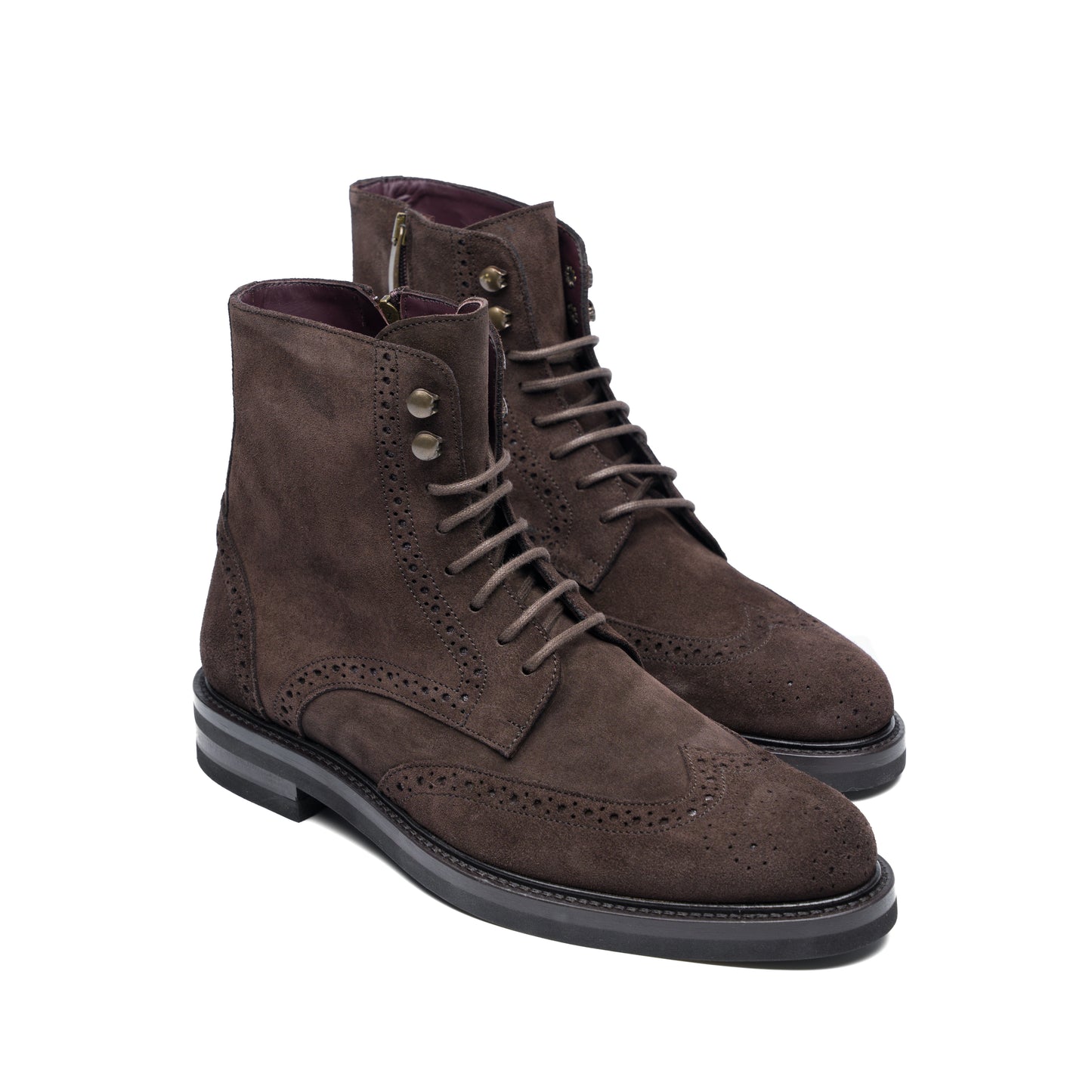 Chaussure Homme - Vibram Boots Brogue - Daim Brown