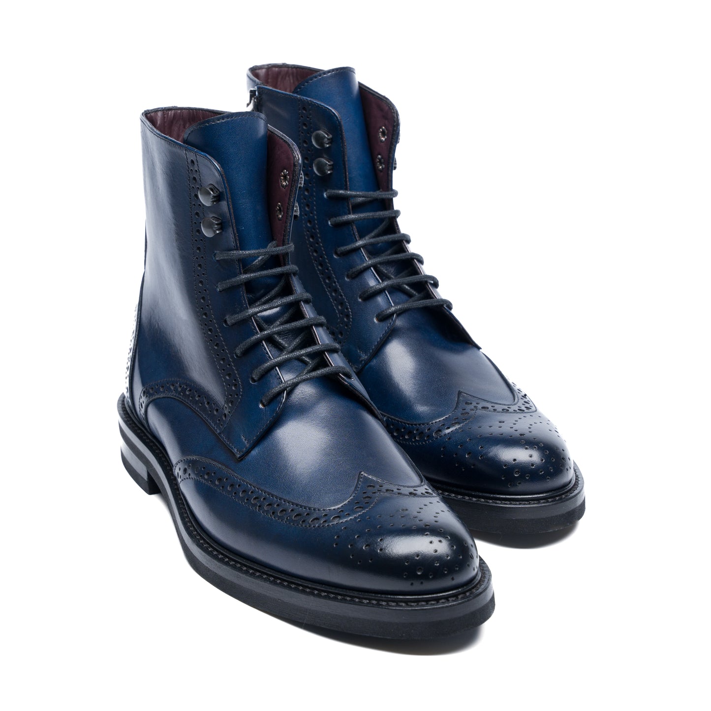 Chaussure Homme - Vibram Boots Brogue - Cuir Bleu