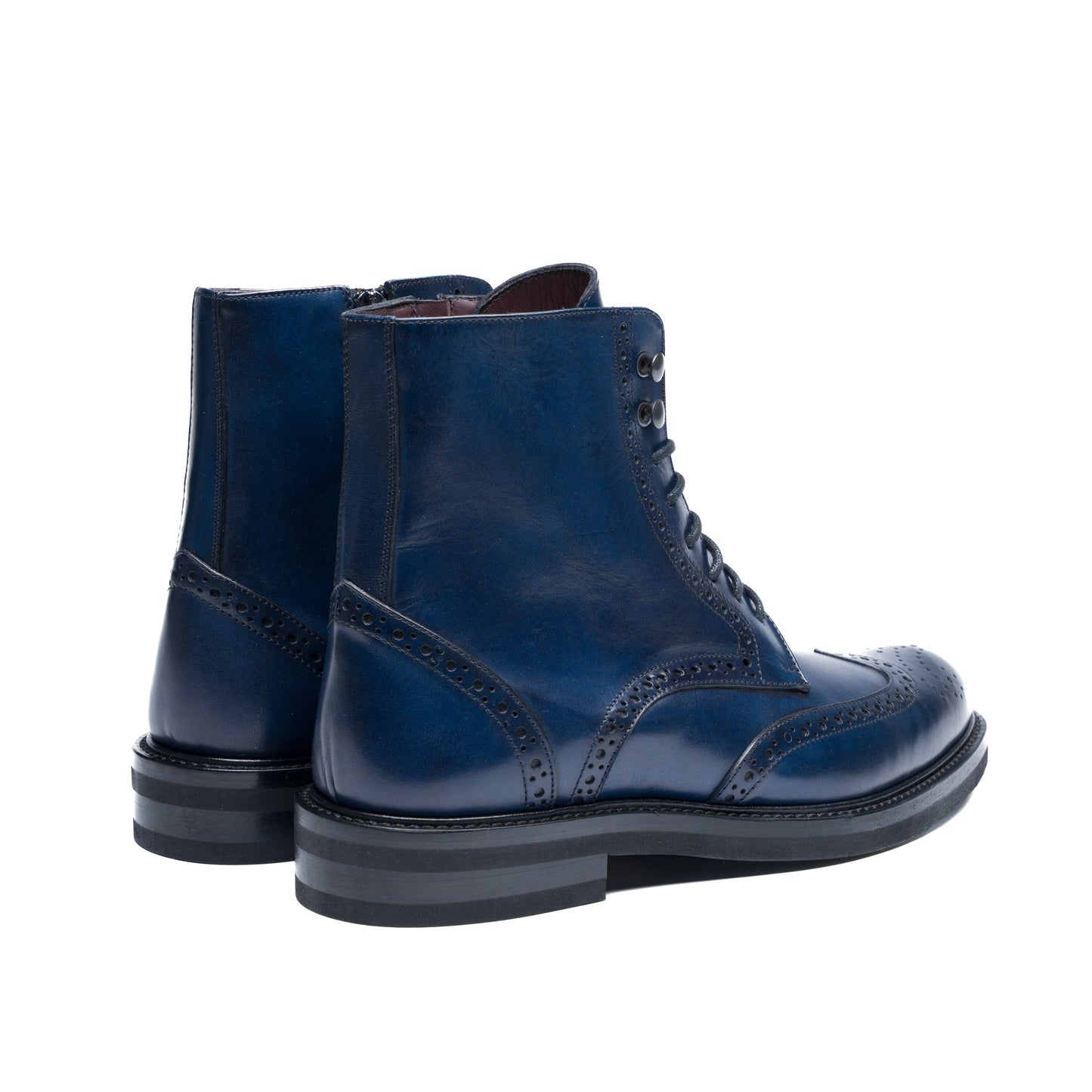 Chaussure Homme - Vibram Boots Brogue - Cuir Bleu