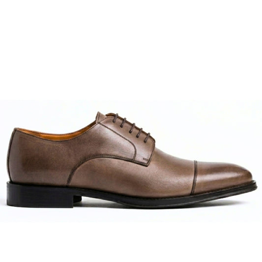 Chaussure Homme- Derby Cap Toe Taupe