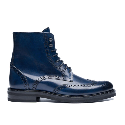 Chaussure Homme - Vibram Boots Brogue - Cuir Bleu